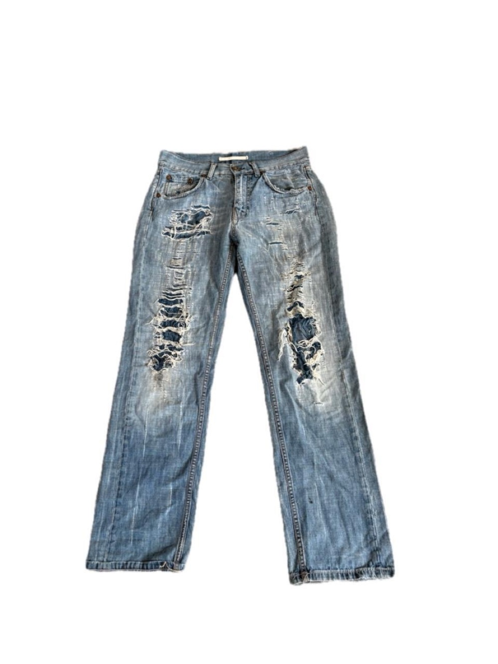 Men’s Distressed Straight-Leg Jeans - Light Blue